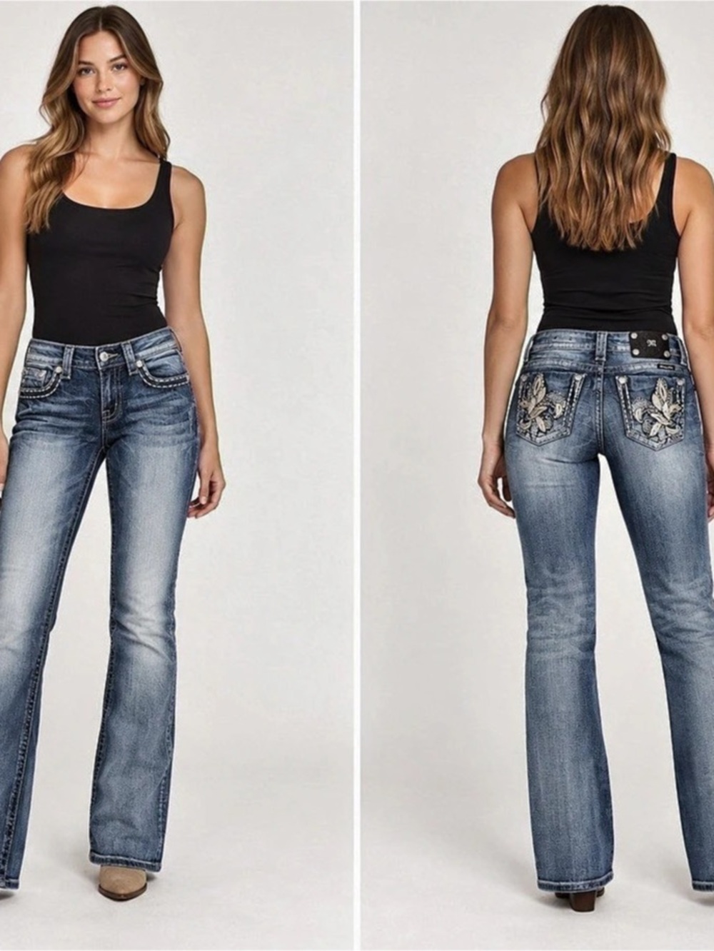 Miss Me Shelly Fleur Bootcut Jeans Blue Waist 28